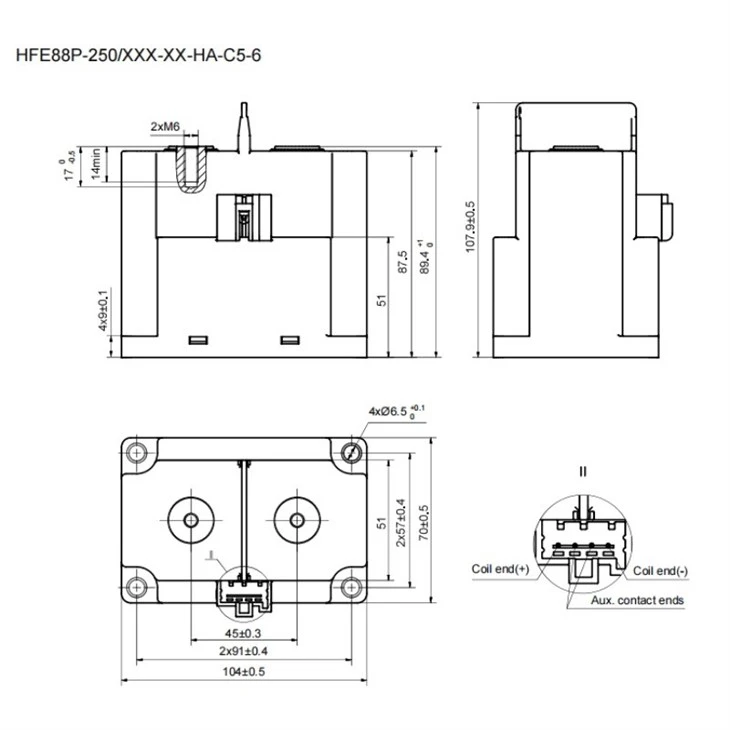 HFE88P-250 HONGFA DC Contactor Coil Voltage 12V/24V 250A factory