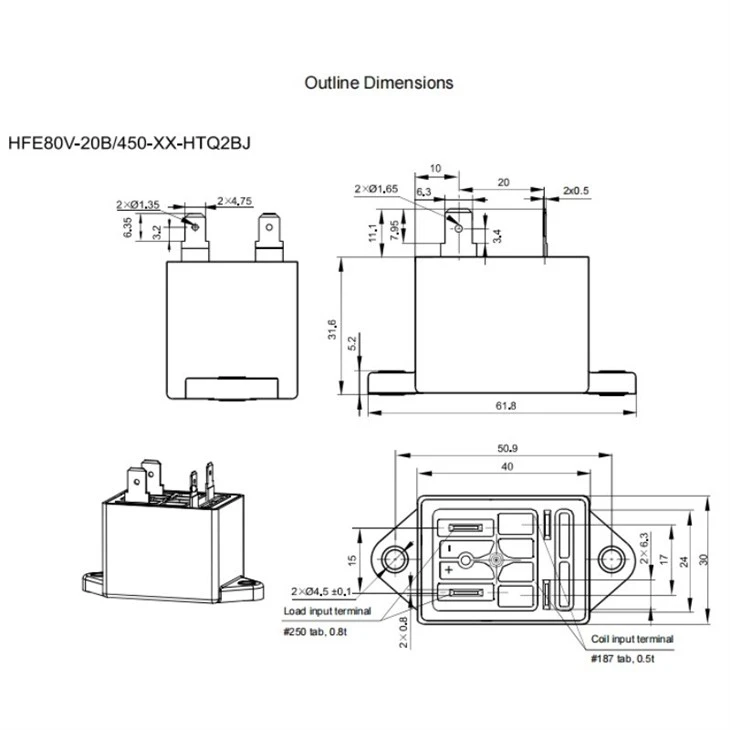 HONGFA HFE80V-20B Contactor Rated Control Voltage DC12V/24V 20A best